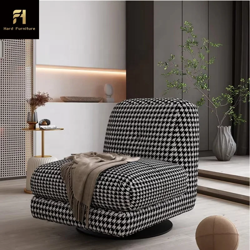 Italy Luxury Rotatable Velvet Deep Seat Comfortable Chair Fabric Corner Single Living Room Sofa Chair