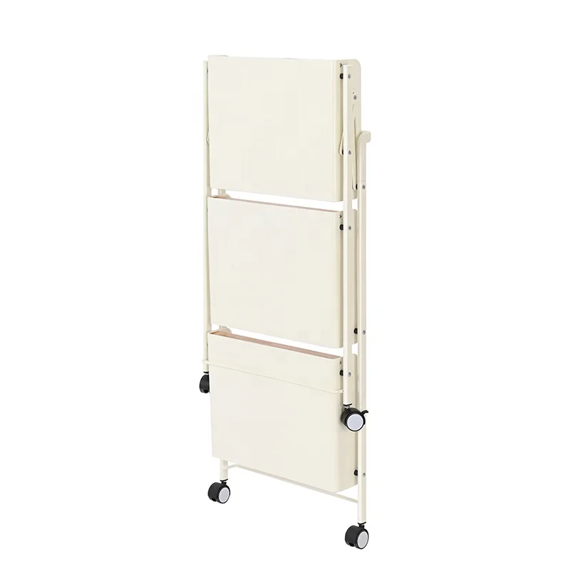 Customized Design 3 Tier Folding Rolling Storage Utility Cart Foldable Storage Rack for Kitchen Bathroom Bedroom