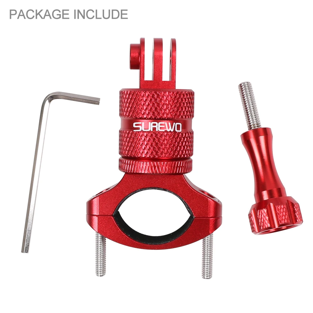 
SUREWO Red Gopro Bicycle Handlebar Mount Camera Bike Mount for GoPro Hero 5 6 7 Black DJI Osmo Action and Gopro Accessory 