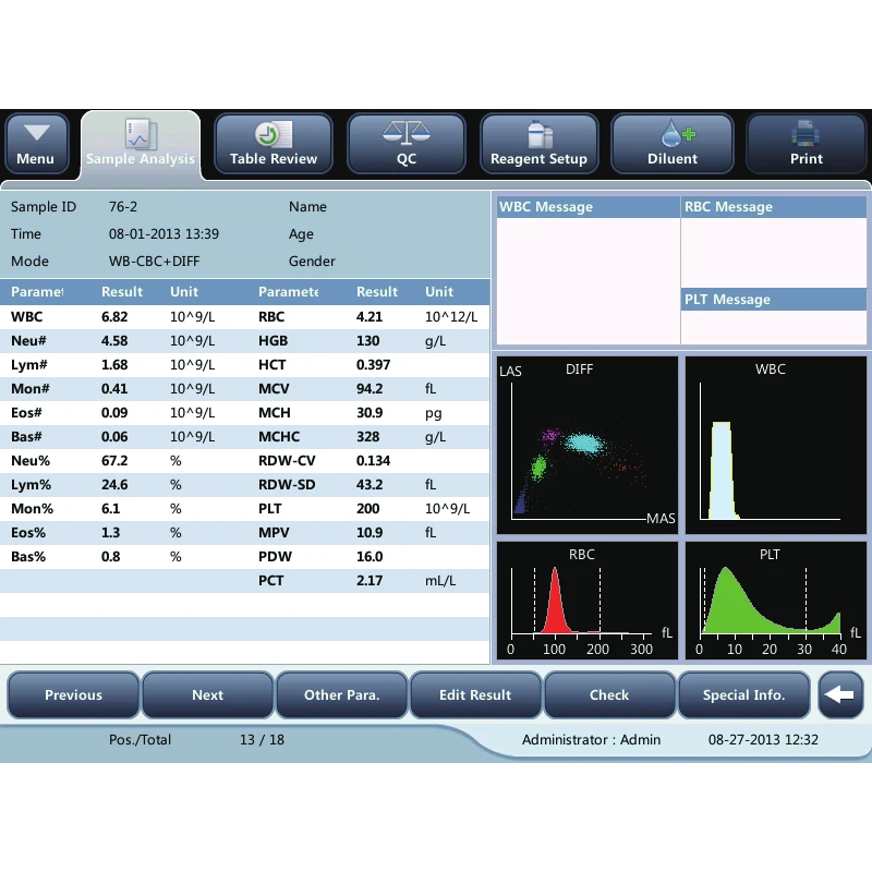 
Mindray BC-5000 with software no calibration quality control solution Five categories automatic blood cell analyzer 