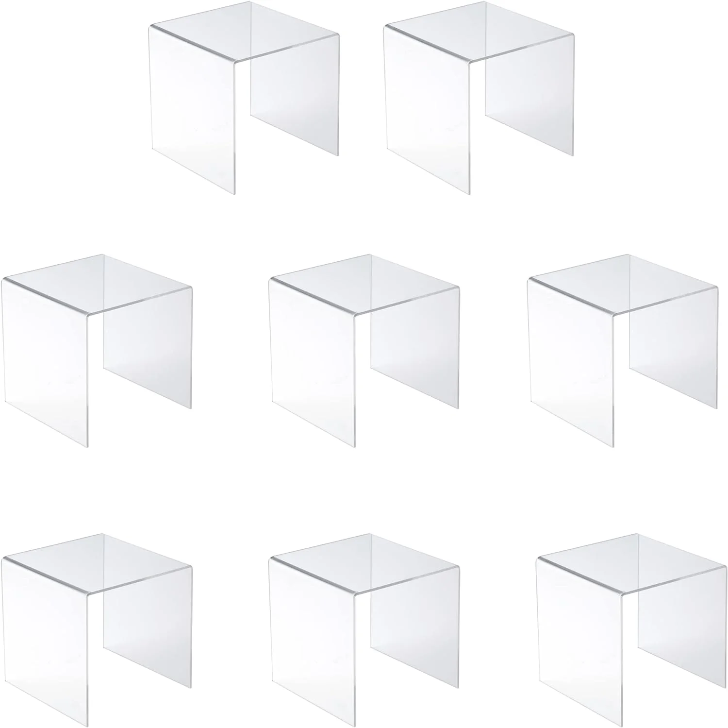 Custom Clear Acrylic Riser Display Stands Rectangular Acrylic Display Risers for Pop Figures Collection