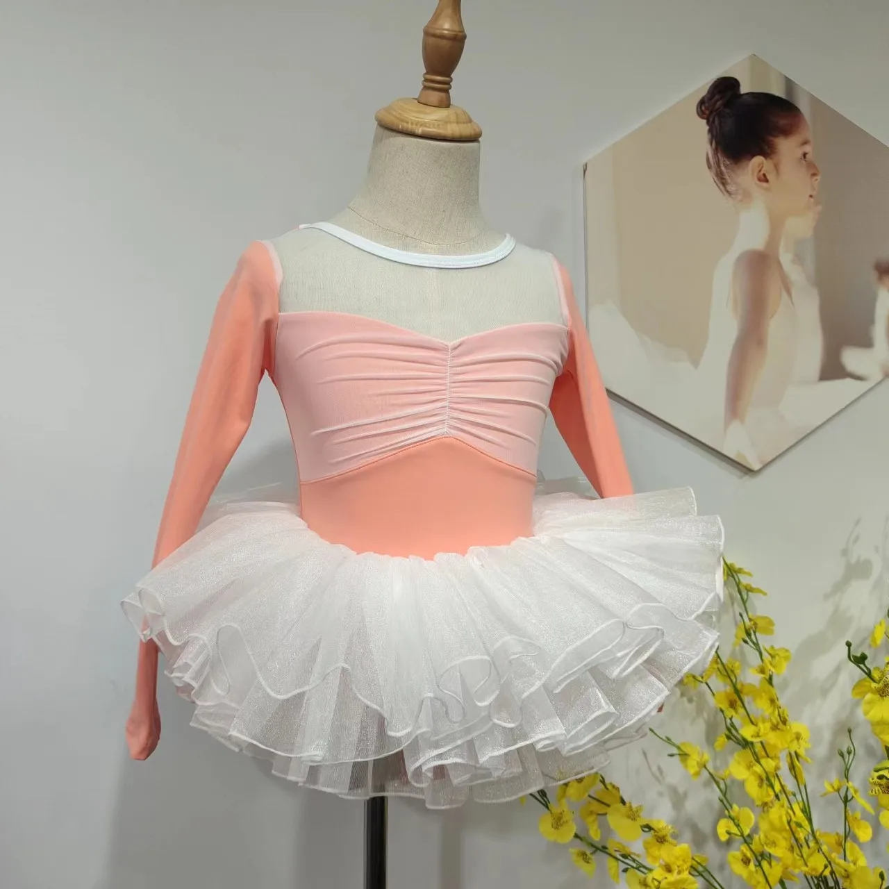 2023 winter new trendy popular long sleeves colorful dance ballet tutu for performance and stage