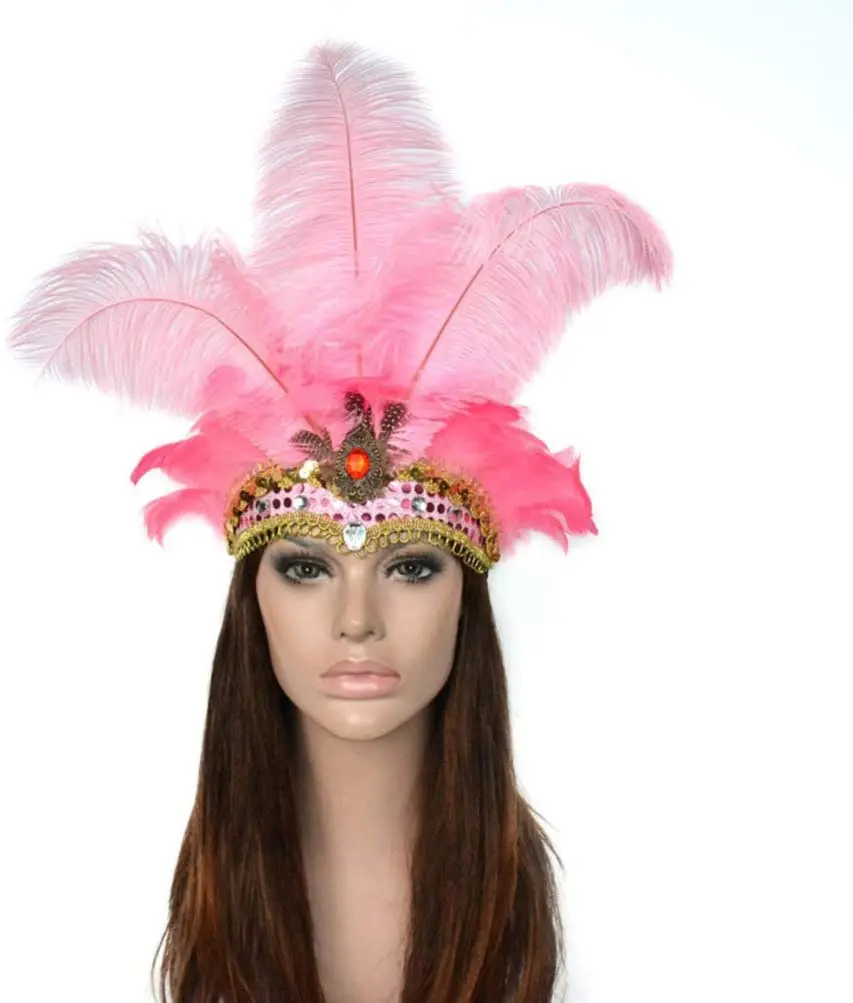 Sequin Feather Headband Headdress Elastic 1920s Flapper Headpiece Vintage Flapper Headband Accessories for Party Cosplay Orange