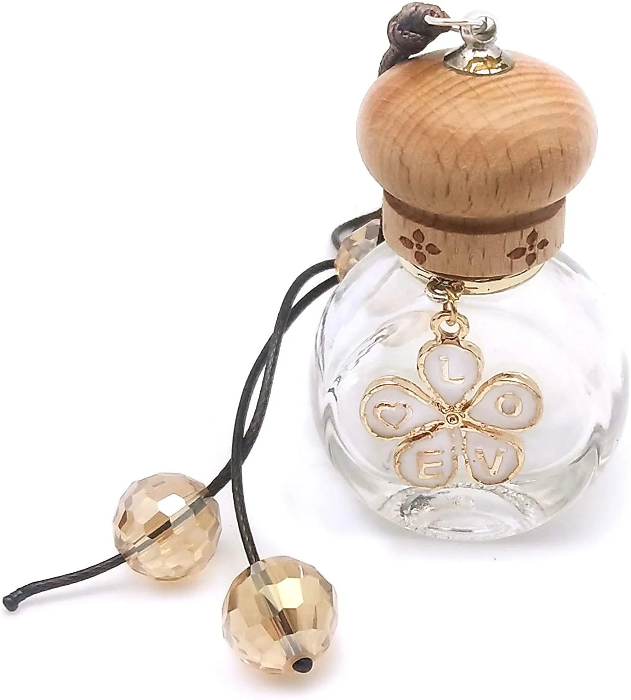Wholesale 5ml 8ml 10ml diffuser empty perfume bottles hanging car Air Fresheners Hanging Bottle bottle with wooden cap