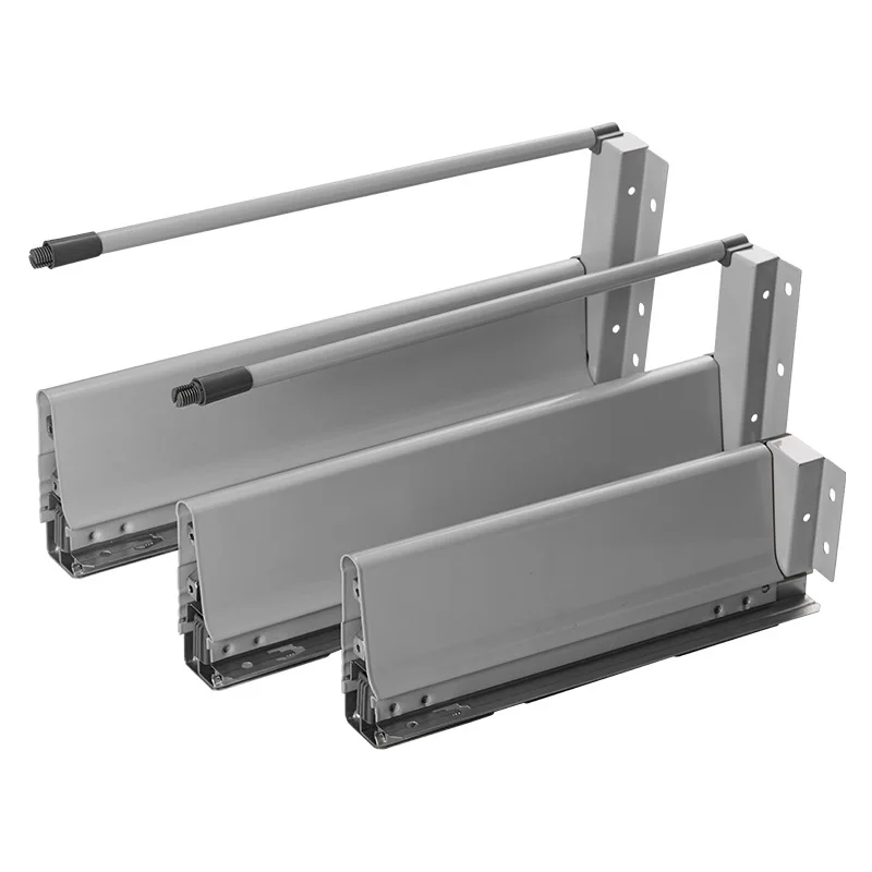 Grey Slim Box Kitchen Heavy Duty Soft Closing Undermount Metal Tandem Box Double Wall Cabinet Drawer Slide