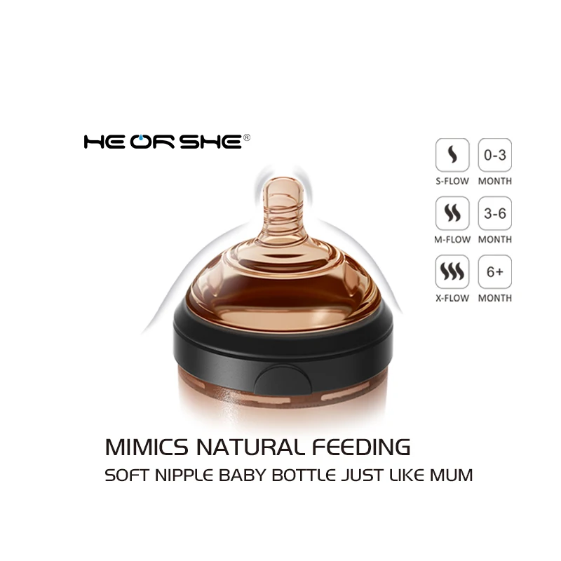 Wholesale HEORSHE Products 160ml 5oz 240ml 8oz Supply Safety Material BPA Free Silicone Feeding Baby Bottle