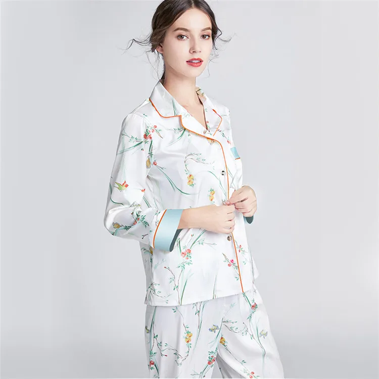 Customize Popular Household Soft Fluffy 2 Piece Set Women Satin Pajama