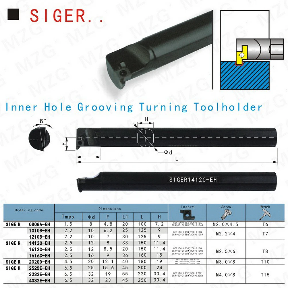 Maifix SIGER C-EH Internal Turning Tool CNC Lathe Tool Holder Grooving Inserts Spring Steel Turning Tool Holder