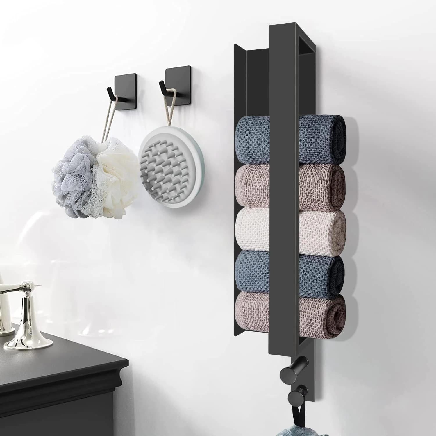 Modern Simple Anti-Rust Hotel Bathroom Wall Mounted Organizer Rack Stainless Steel Towel Shelf