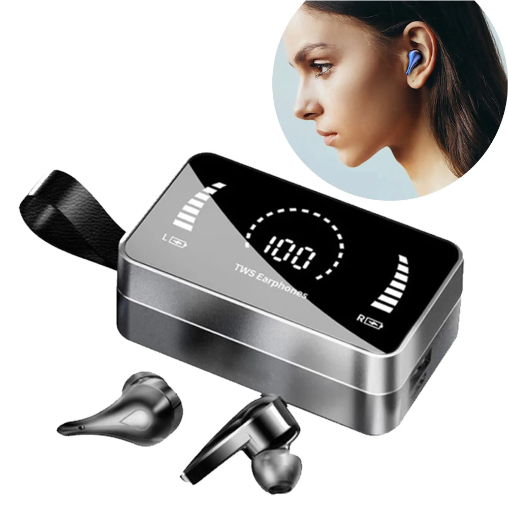 Лучшие светодиодные беспроводные наушники зеркальные TWS 8D HIFI стерео водонепроницаемые гарнитура с зарядным боксом