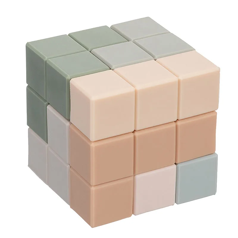 Оптовая продажа развивающих игрушек 7 шт. Детские укладки куб Прорезыватели для зубов Bpa бесплатные Силиконовые Мягкие Набор строительных