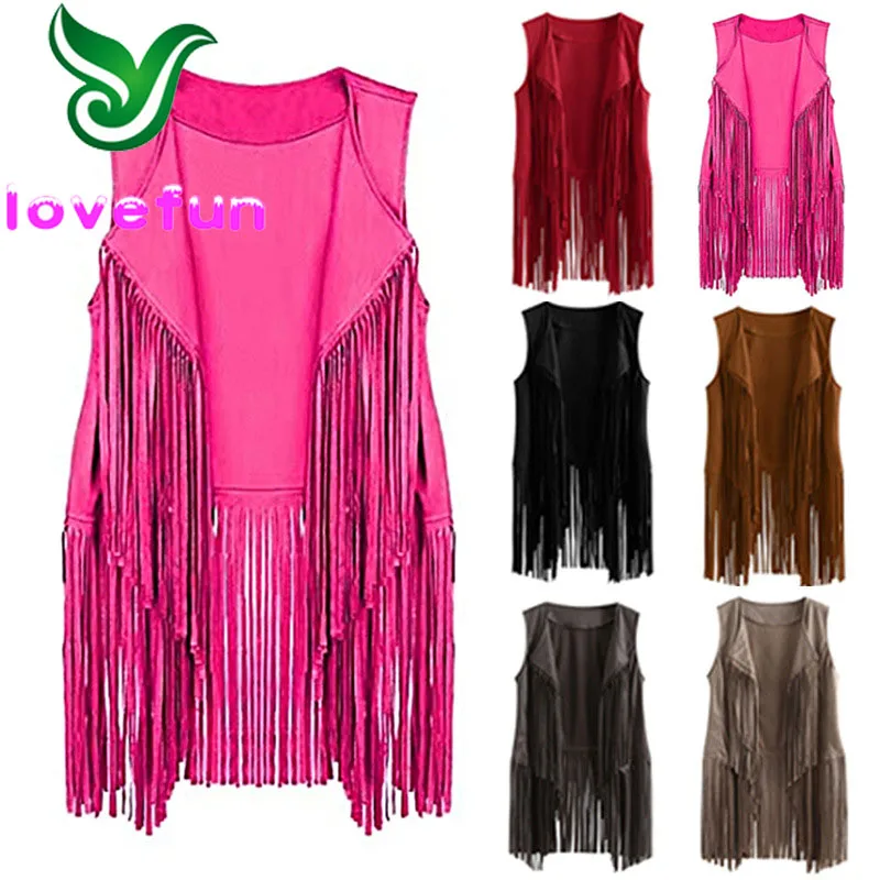 New arrival Women High Quality Bohemian cardigan Fringed Vest Fashion FallSleeveless Vest Cardigan Vintage Faux Tassel Coat