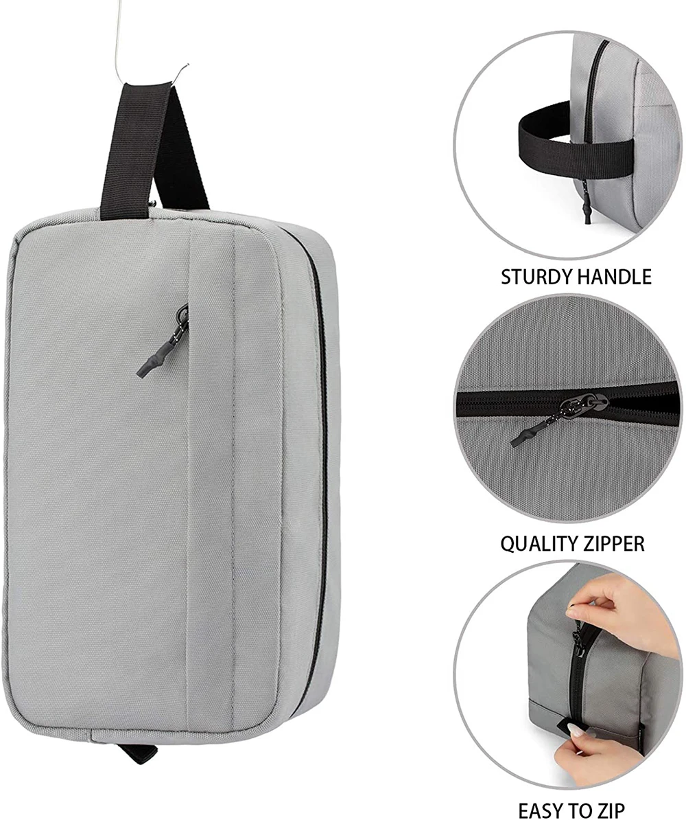 black waterproof nylon small dopp kit shaving travel bag toiletry bag for mens