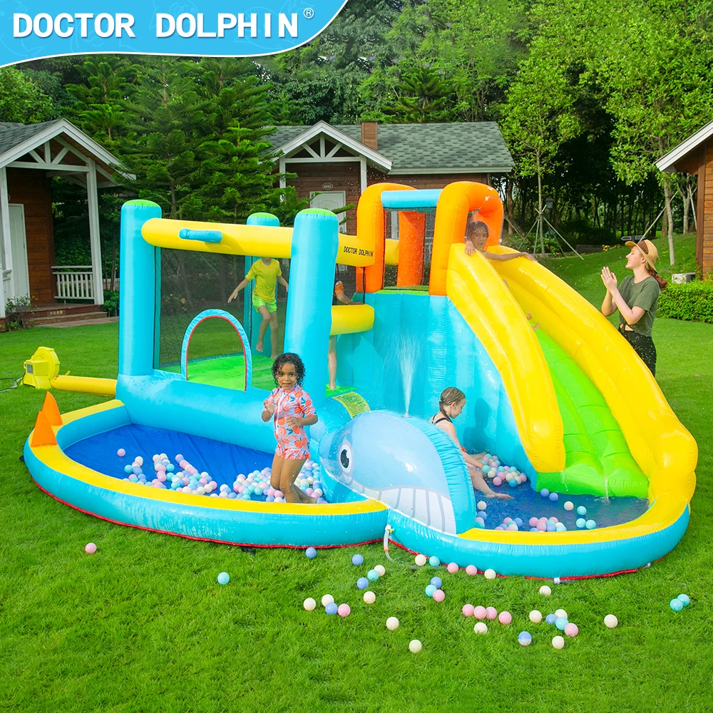 Doctor Dolphin ICTI Swimming Party Games bounce house Inflatable Water Slide Commercial Juegos Inflables