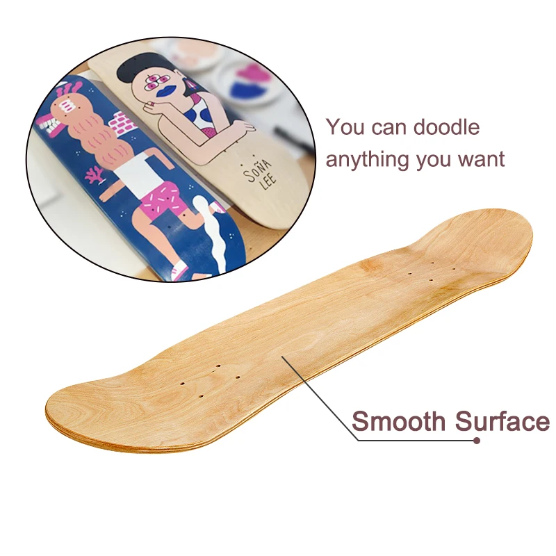 Custom skateboard deck high quality blank skateboard decks 31*8inch 100%  maple wooden skateboard deck for pop