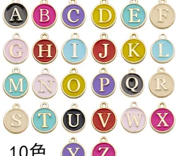 color enamel initial alphabet letter charms A-Z 26 initial letter charms DIY metal letter charms jewelry accessories