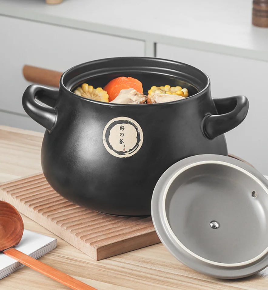 hot selling big Ceramic pot open fire casserole Japanese open fire can dry burning household soup stew pot stone  casserole