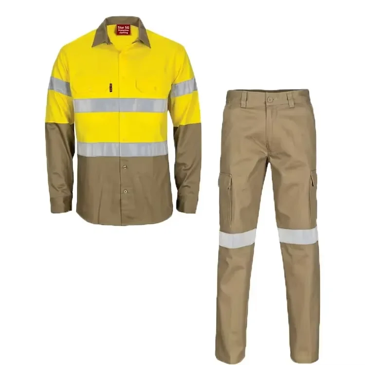 HBC Hi Vis Safety Men Shirt Reflective Road Safety Mining Shirts Wholesale Engineering Uniform Workwear