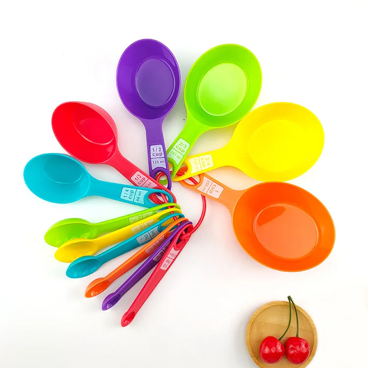 12pcs Plastic Colorful Measuring Spoons Teaspoon Coffee Sugar Scoop Cake Baking Flour Measuring Cups Kitchen Cooking Tools