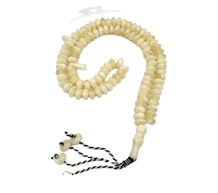
Big size classic fashion Tasbih 99 beads White resin Ivory Color Turkey handmade tassel Eid gift Misbaha Muslim Rosary bead 