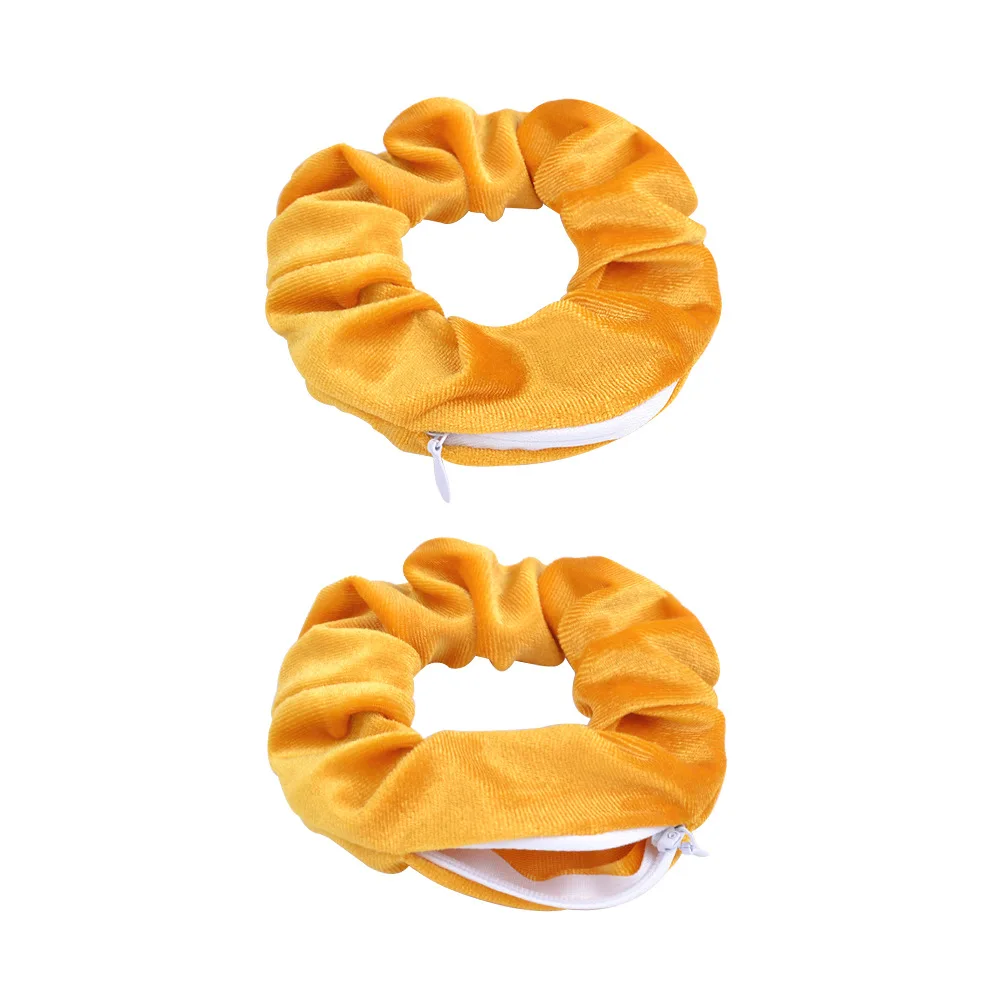 Girlize новая дизайнерская женская тай-дай бархат потайной карман Scrunchies молния резинка для волос