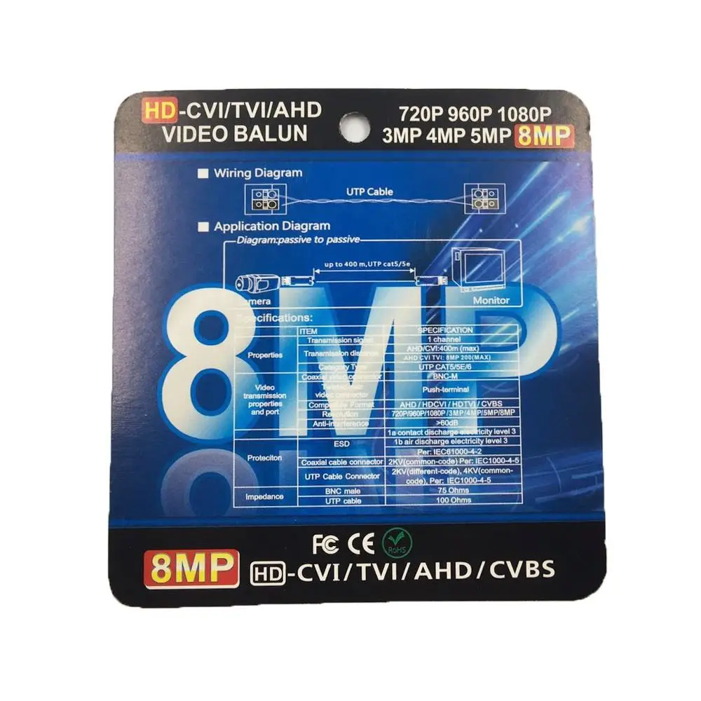 Best Passive HD 8MP 4K HD CVI TVI AHD Video Balun CCTV Surveillance Camera Products Accessories Connector