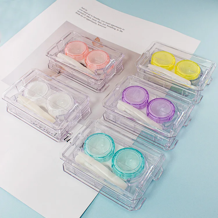 Contact Lens Case Wholesale Fashion Clearly Transparent Contact Lenses Case Luxury with Tweezer