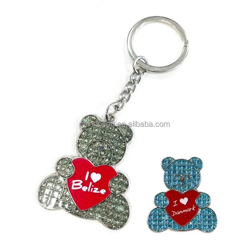 High quality promotional gifts mini 3D metal key chain with custom logo jointed teddy bear keychains