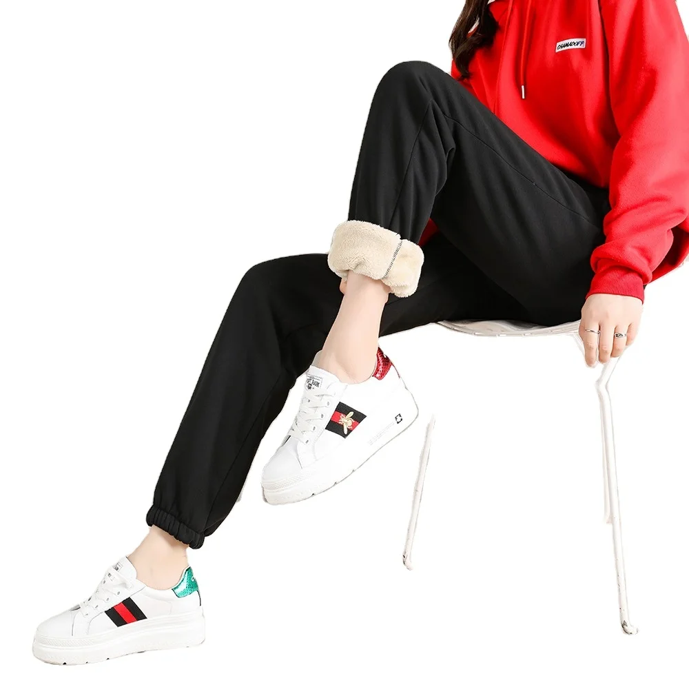 Wholesale women girl winter warm thin fleece sherpa Harem pants sweatpants