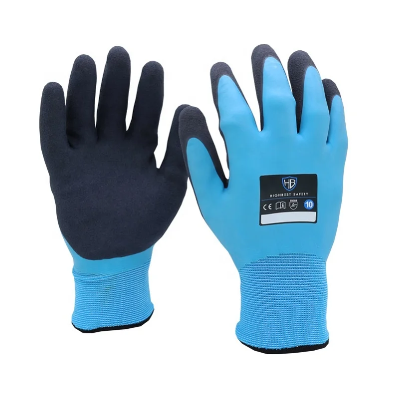 Thermal Acrylic Fleece Fishing Gloves A LDOU946W Blue Latex for Cold and Heat Protection Outdoor Waterproof oil resistant gloves