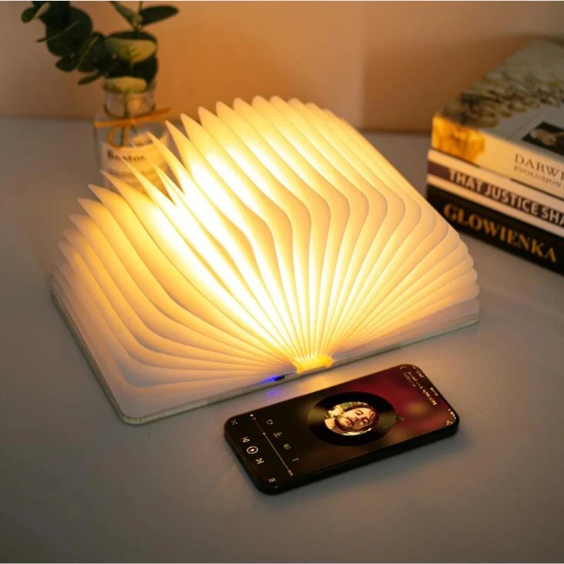 3D креативная светодиодная книжка ночник деревянный 5 В USB перезаряжаемая Магнитная Складная Настольная лампа для украшения дома