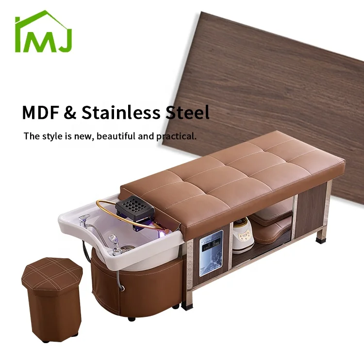 New arrival wood-panel combination salon hair washing head spa bed thai massage shampoo bed