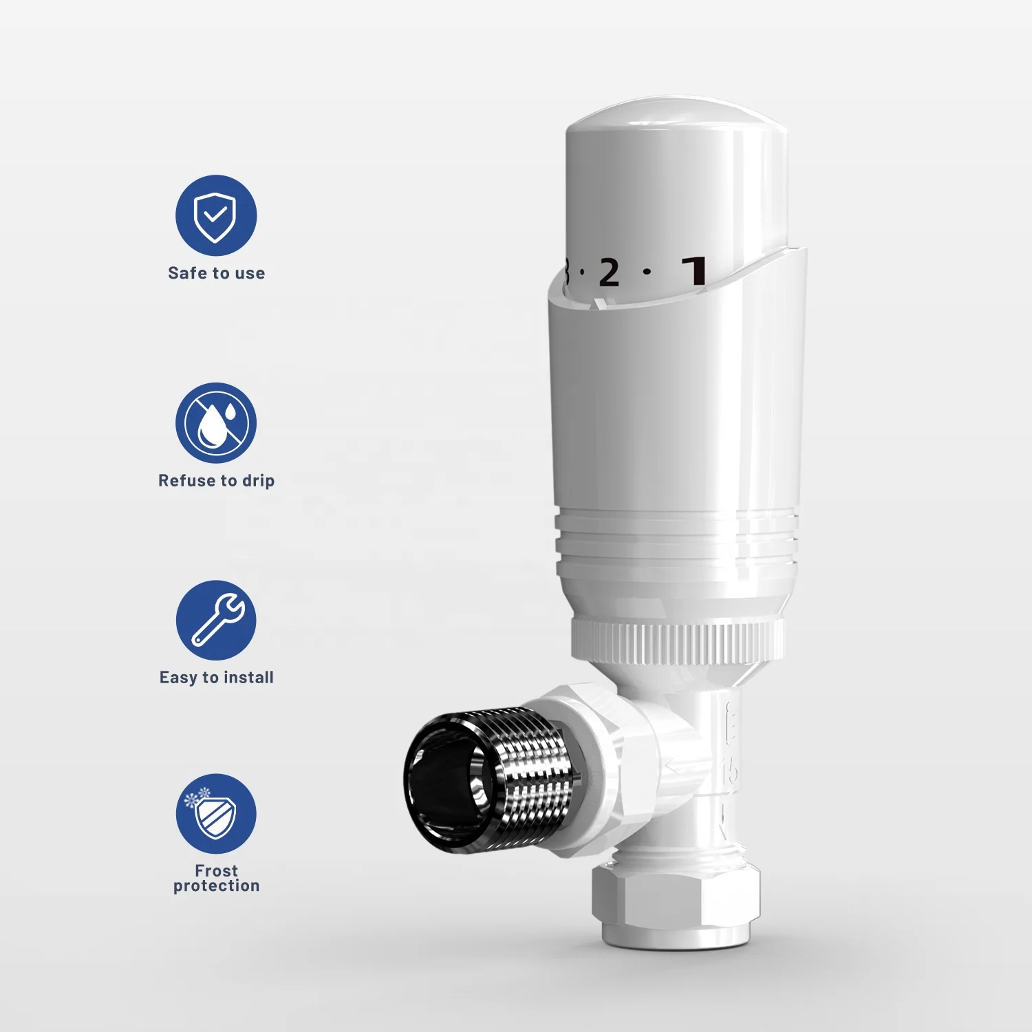 IVANCI 15mm White Chrome Thermostatic Radiator Valves in Smart Home Plumbing Materials