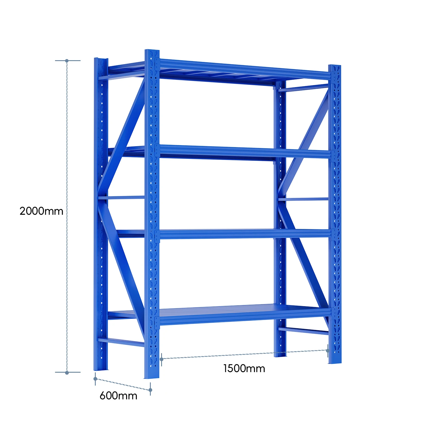 Sourcing Factory Supply Steel Blue Display Shelving 4 Tiers Metal Metro Garage Household Supermart Storage Display Solution
