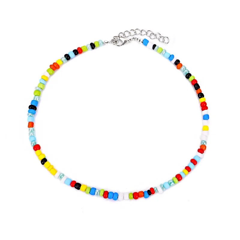 Bohemian Handmade Rainbow Beads Choker Necklace Boho Candy Color Bead Satellite Necklace Women Fashion Jewelry Necklaces