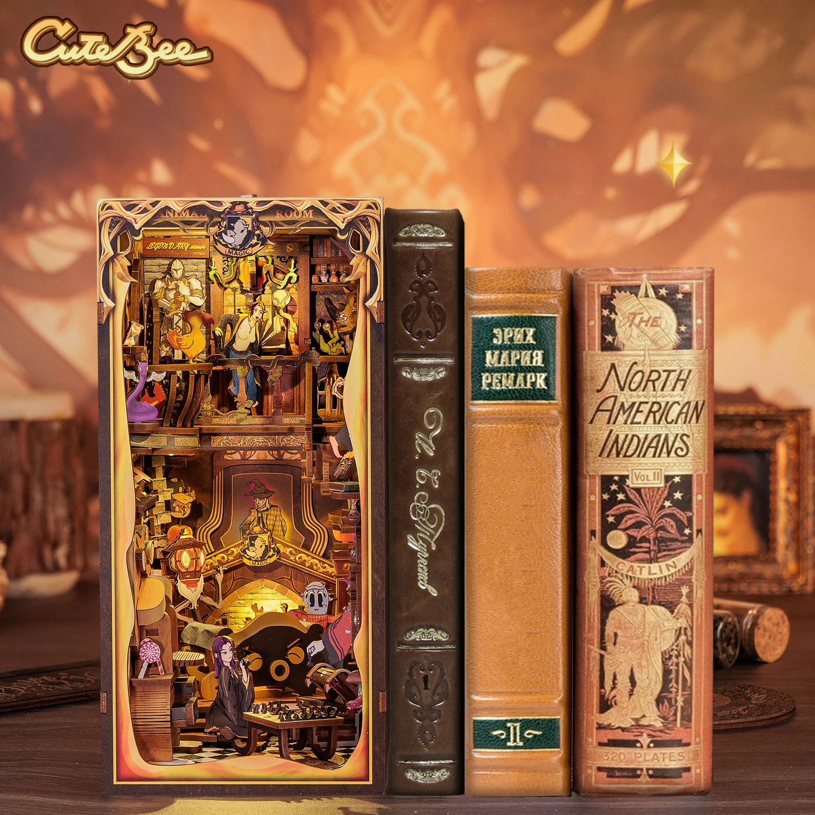 CuteBee New Style  DIY Book Nook   Fantastic Animal Common Room DIY Book Nook  Use as Gifts  bookend