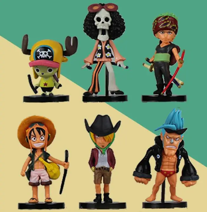 
6pcs/lot one piece Figures Luffy zoro chopper PVC Figurine BROOK action figures kids Toys christmas gifts 