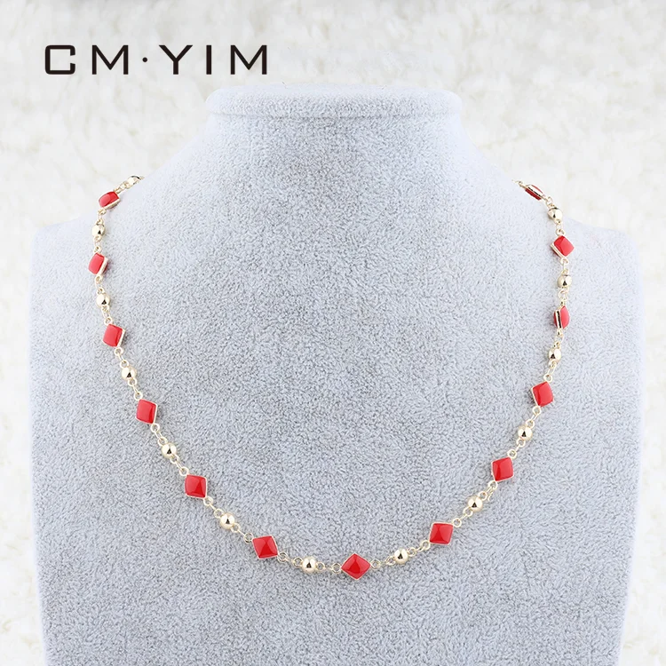 High quality factory customization Beautiful drip oil red jewelry fashion stainless steel pendant enamel necklace women