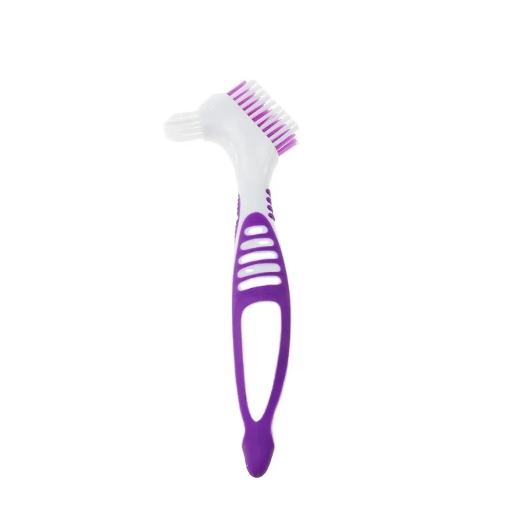 Cheap wholesale double head soft denture toothbrush high quality denture brush for deep cleaning OEM