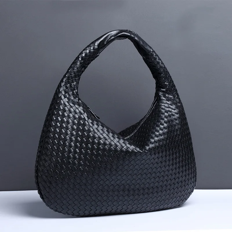 Woven Tote Womens Shoulder Bag Vegan Leather Work Handwoven Hobo Handbag Large Woven Purse Underarm Bags