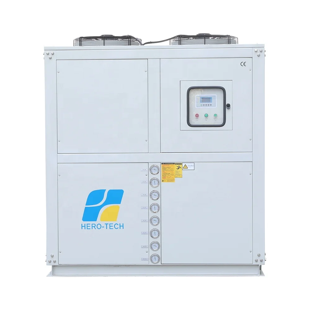 Low Temperature 15 Ton Glycol Ice Rink Chiller Aluminum Finned Copper Tube + Axil Fan Shell and Tube Hermetic Scroll (piston)