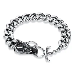 2022 European American Hip Hop Dragon Head Bracelet for Women Men Fashion Cuban Chain Punk Keel Bracelet Creative Birthday Gift