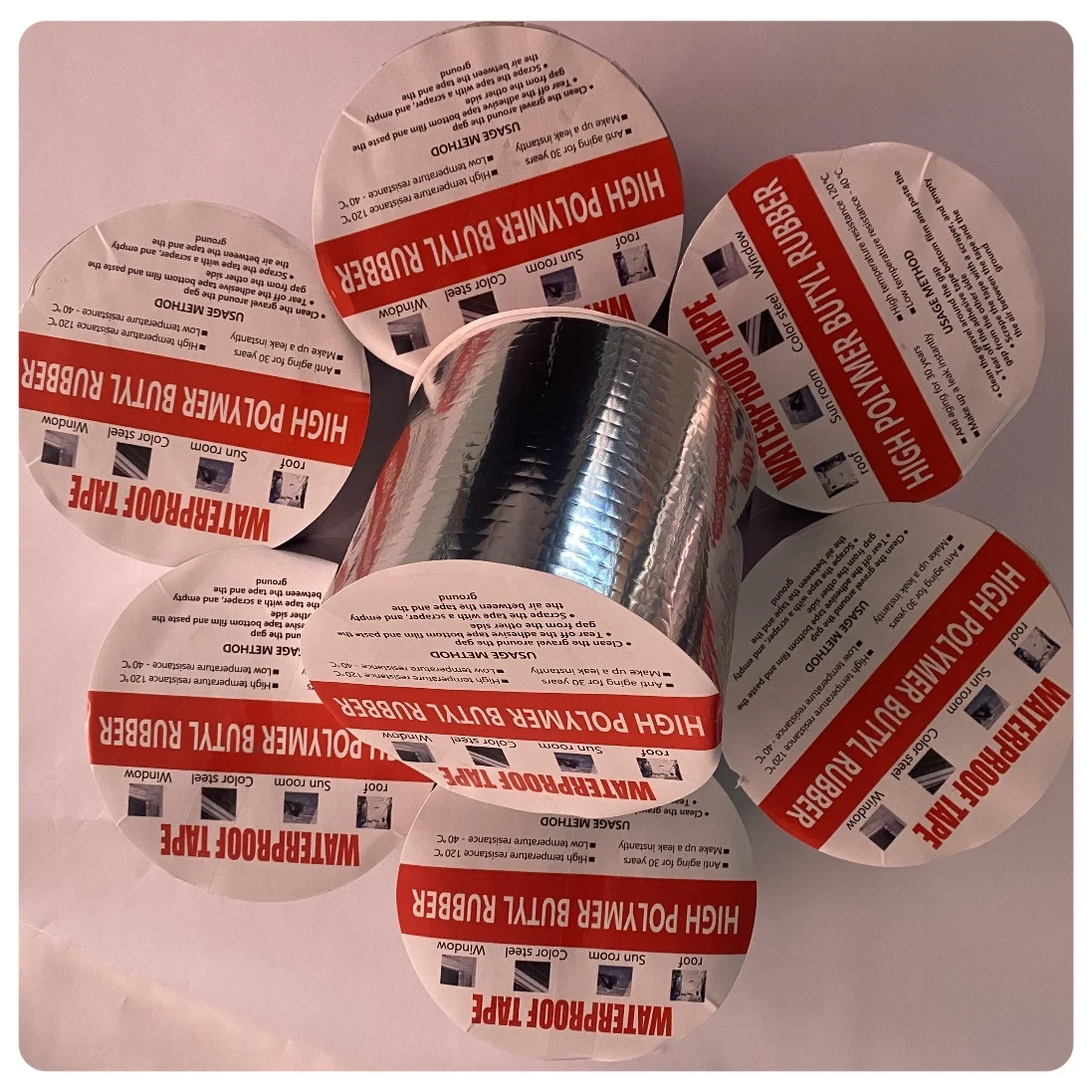 Strong Stickiness Aluminum Butyl Rubber Tape  Window, Boat and Pipe Sealing waterproof butyl tape