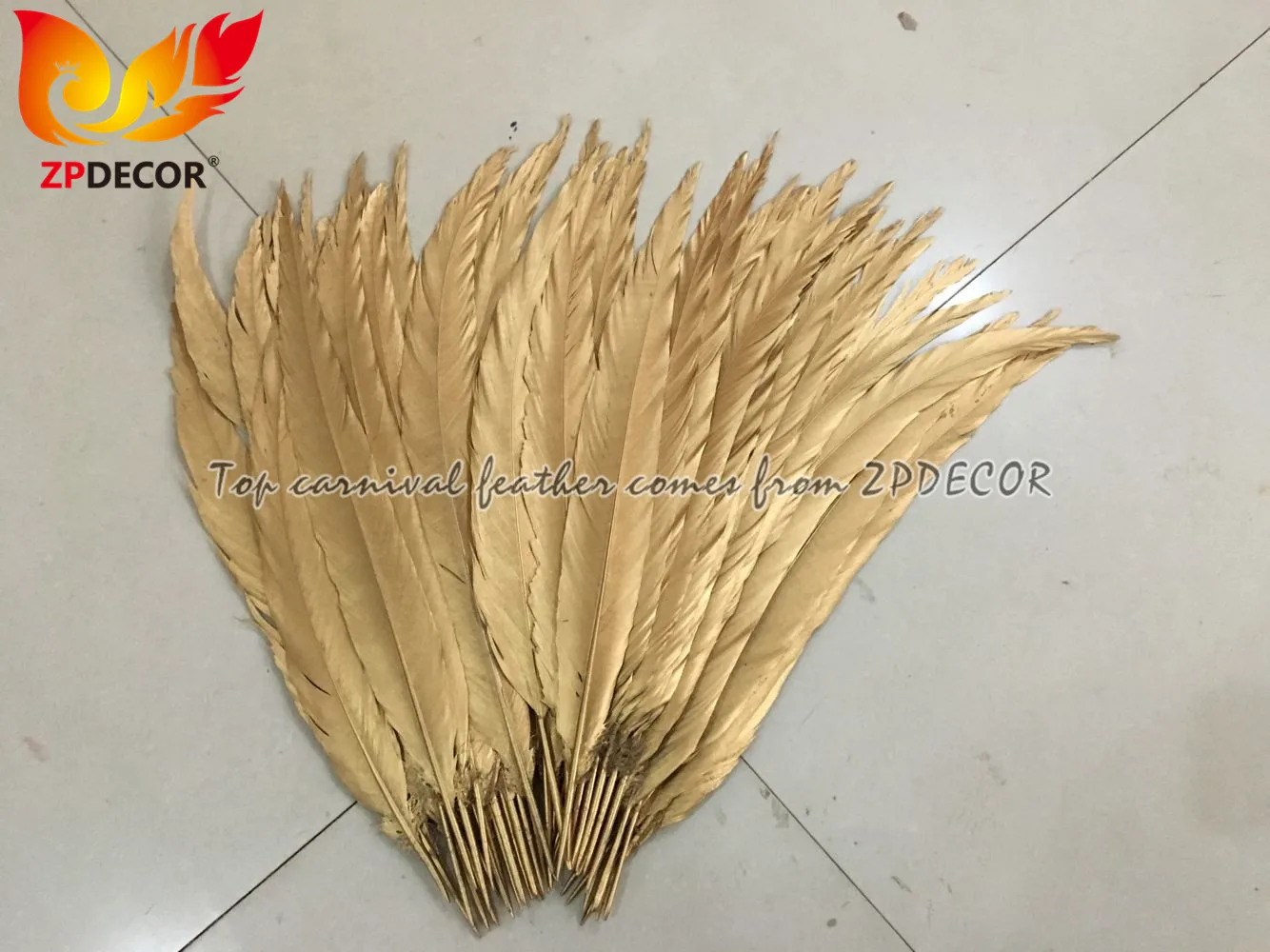 ZPDECOR Real Shipping Wholesale 50-55 cm Metallic Golden Silver Pheasant Tail Feathers for Samba Carnival Costumes