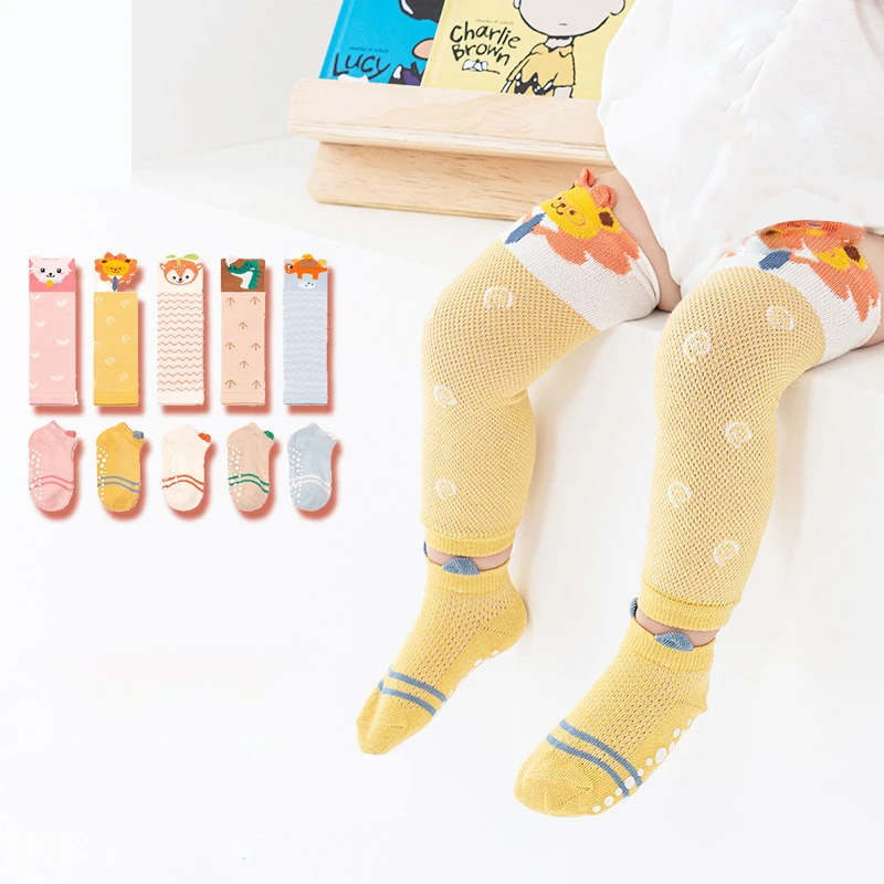 Spring summer mesh breathable baby socks anti mosquito bebes children socks kneelet set for 0 to 3 years old baby