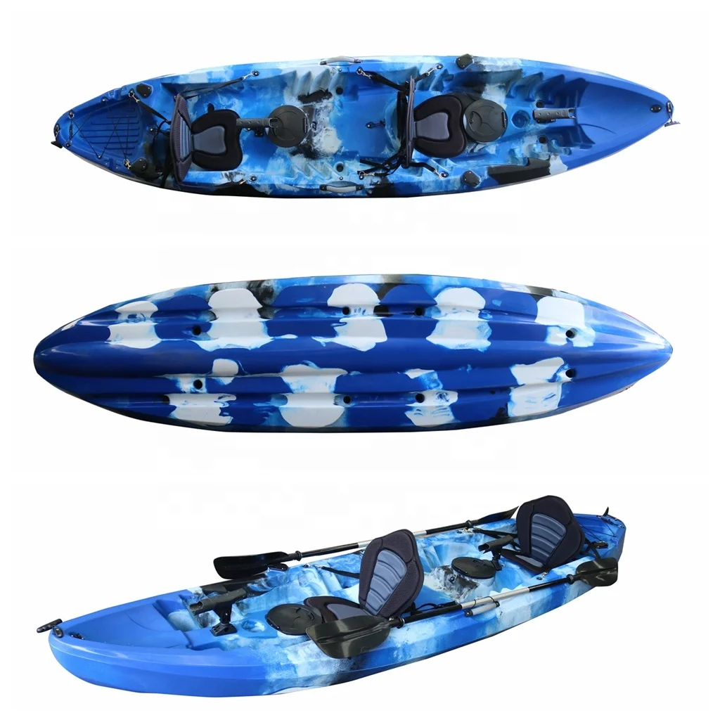 Vicking factory direct high quality nice price3.7m 2 person paddle fishing kayak hard plastic material sturdy and durable