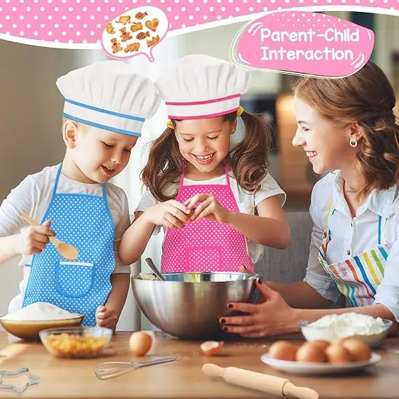 Pretend Play Preschool Kitchen Toys Mini Kitchen Real Cooking Set for Kids with Apron and Chef Hat