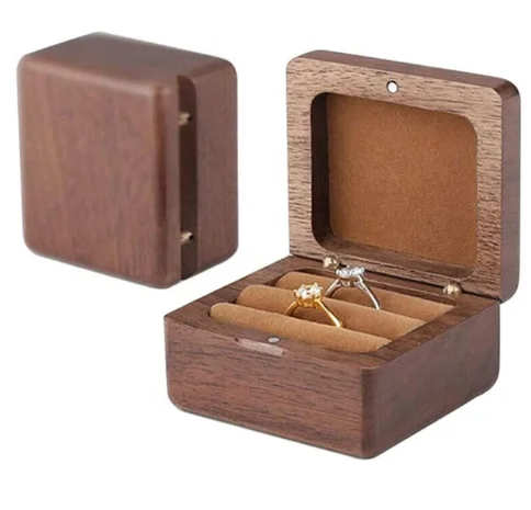 China factory direct price high quality square vintage Solid Wooden Double Rings gift box