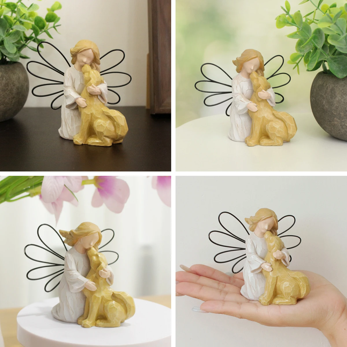 Wholesale  Wing Angel with dog statue Angel figure for gift resin gifts for home gift home figure products  statue angel figure