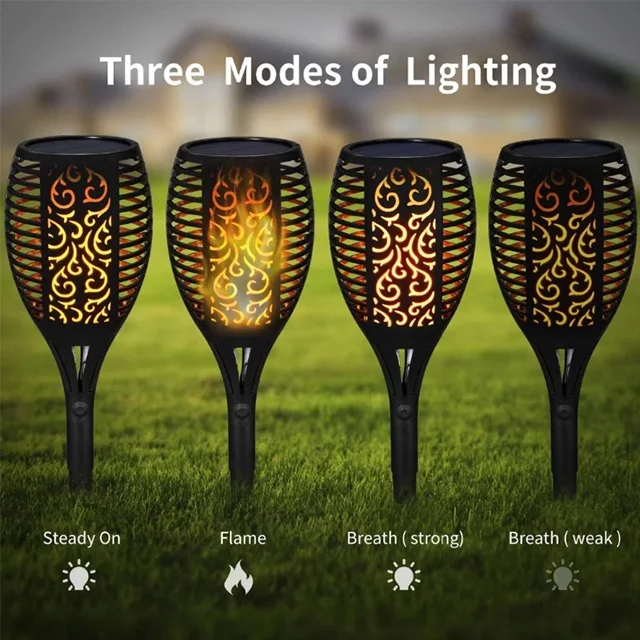
grape 96 leds Ip65 Garden Lamps Outdoor Solar Recharge Torch Light Landscape Led Flame Light 